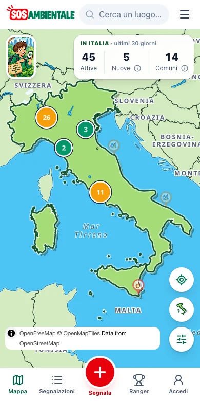SOS Ambientale, vista mobile